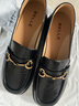 百麗馬銜扣樂(lè )福鞋女26春夏通勤平跟單鞋小皮鞋Z3B1DAA6 黑色-抓皺 40 曬單實(shí)拍圖