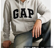 GAP男女裝春季款字母logo拉鏈連帽衛衣寬松外套美版868454 灰色 XL 美碼 XXL亞洲碼185/108A 曬單實(shí)拍圖