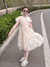G.duck小黃鴨童裝女童連衣裙夏裝薄款2026新款韓版兒童碎花裙女孩公主裙 米色 160 建議13~14歲（150-160cm） 曬單實(shí)拍圖