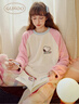 果殼（Gukoo）睡衣女冬季史努比聯(lián)名毛絨保暖插肩袖格子褲女家居服套裝可外穿D 橡皮粉套裝 M 曬單實(shí)拍圖