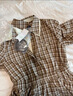 Teenie Weenie小熊女裝春秋季時(shí)髦休閑知識分子風(fēng)格紋襯衫裙連衣裙 棕色 S 曬單實(shí)拍圖