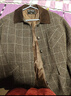 初語(yǔ)外套女2025冬季新款100%綿羊毛格紋花呢燈芯絨拼接大衣 黑咖格 S 曬單實(shí)拍圖