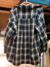 三彩2025秋季新款格紋襯衫寬松中長(cháng)款襯衣開(kāi)衫翻領(lǐng)休閑復古M 藏青色格紋 XL 170/92A 曬單實(shí)拍圖