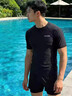 普拉施（PULASSI）pulassi泳衣男款成人三件套游泳裝備男全套套裝泡溫泉男士游泳衣 銳影黑【單件上衣】 【快干排濕 透氣不悶】 M （160-170cm）建議45-55kg 曬單實(shí)拍圖