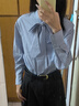 香影蝴蝶結飄帶條紋襯衫女2026春季新款襯衣高智感系帶領(lǐng)藍色上衣 條紋 S 155/80A/85-95斤 曬單實(shí)拍圖