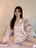 寶娜斯大牌仿真絲睡衣女士家居服 高級感 家居服套裝送女友禮盒裝 套裝 香檳色 （長(cháng)褲+長(cháng)袖） L 適合（95-115斤） 曬單實(shí)拍圖
