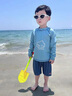G.duck小黃鴨童裝兒童泳衣男童分體長(cháng)袖防曬游泳衣夏裝套裝小男孩沙灘服 藍色 120 （建議身高110cm  6-7歲）cm 曬單實(shí)拍圖