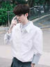 良茨白色韓系假兩件襯衫男款感長(cháng)袖襯衣cleanfit疊穿內搭情侶外套 白色 【升級款】 L 曬單實(shí)拍圖