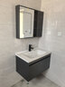 月下美人實(shí)木浴室柜陶瓷一體盆簡(jiǎn)約衛生間懸掛式洗漱臺洗手盆柜組合一體盆 80CM-智能玻璃鏡柜【活動(dòng)促銷(xiāo)款】 曬單實(shí)拍圖