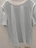 對白微皺肌理感撞色正肩短袖t恤女2026夏季新款圓領(lǐng)寬松顯瘦上衣 淺冰藍 L 曬單實(shí)拍圖