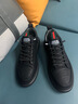 奧康（Aokang）男鞋休閑鞋子男款厚底板鞋男士皮鞋2026春季新款潮流百搭黑色潮鞋 黑色 41 曬單實(shí)拍圖