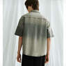 UR夏季新款男裝超寬松漸變暈染短袖牛仔襯衫UML840064 灰綠 M(M-L) 曬單實(shí)拍圖