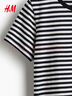 H&M女裝T恤春季圓領(lǐng)時(shí)尚休閑簡(jiǎn)約寬松棉質(zhì)短袖上衣1270848 白色/海軍藍條紋 L 170/104 曬單實(shí)拍圖
