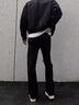 舉風(fēng)怪獸實(shí)驗室柳葉彎刀牛仔褲男款胖子大碼腿粗屁股大直筒微喇叭褲子 黑色 【高品質(zhì)】 4XL 建議180-200斤收藏加購優(yōu)先 曬單實(shí)拍圖