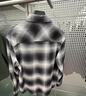 GXG男裝 黑白格簡(jiǎn)約休閑時(shí)尚翻領(lǐng)長(cháng)袖襯衫外套 黑白格 170/M 曬單實(shí)拍圖
