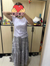 尚都比拉春夏簡(jiǎn)約休閑套裝女萊賽爾棉遮肉顯瘦T恤配分割格紋雪紡A字半身裙 曬單實(shí)拍圖