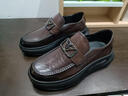 普步仕品牌真皮皮鞋男2026春秋新款頭層牛皮商務(wù)休閑鞋男一腳蹬厚底鞋男 棕色 37 曬單實(shí)拍圖
