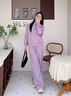 塔馳密司（touchmiss）品牌2026春裝新款休閑運動(dòng)風(fēng)慵懶松弛感衛衣闊腿褲兩件套 云霧紫 XL 曬單實(shí)拍圖