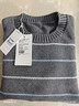 LOVER RUCCI100%純棉線(xiàn)圓領(lǐng)條紋針織衫女秋季新款寬松加厚打底衫全棉套頭上衣 灰色 XL 曬單實(shí)拍圖