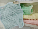 全棉時(shí)代嬰兒口水巾兒童水洗紗布小毛巾洗臉禮盒4條裝 粉藍黃綠25×25cm 曬單實(shí)拍圖