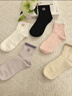 貓人襪子女春季100%純棉精美刺繡中筒襪10A抗菌防臭吸汗百搭女襪5雙 曬單實(shí)拍圖