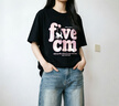 FIVE CM短袖t恤男女2026設計小眾趣味字母圓領(lǐng)半袖情侶落肩打底衫 黑色 L 建議120-140斤 曬單實(shí)拍圖