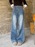 JAC FLEURANT2026春夏新款立體復古口袋綁帶女士微喇闊腿牛仔褲 藍色 褲子 36 曬單實(shí)拍圖