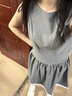 UR2026夏季新款女休閑甜酷綁帶撞色收腰無(wú)袖連衣裙UYY750129 冷灰 S 曬單實(shí)拍圖