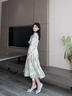 鹿王戀雪高檔氣質(zhì)連衣裙女士夏季2026新款小個(gè)子高級感收腰顯瘦百搭長(cháng)裙子 綠色 L 曬單實(shí)拍圖