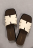 細細條（XIXITIAO）夏季外穿時(shí)尚拼色坡跟防滑一字拖女休閑百搭方頭涼拖鞋ins 白棕色【時(shí)尚百搭拼色】 38-39 【標準碼】 曬單實(shí)拍圖
