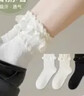 貓人3雙洛麗塔花邊襪子女夏季純色蕾絲中筒襪lolita配小皮鞋 曬單實(shí)拍圖