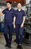 勞瑞夏天薄款工作服勞保服套裝上衣男女車(chē)間工地耐磨汽修 藏藍短袖上衣【CVC磨毛】 XL/175（140-160斤） 曬單實(shí)拍圖