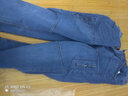 原走YZGF 美式水洗寬松牛仔褲男士多口袋拼接工裝褲直筒彈力休閑潮防盜大碼 深藍色 35 曬單實(shí)拍圖