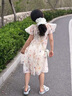 G.duck小黃鴨童裝女童連衣裙夏裝薄款2026新款韓版兒童碎花裙女孩公主裙 米色 160 建議13~14歲（150-160cm） 曬單實(shí)拍圖
