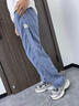 馬克華菲牛仔褲男士休閑春秋季垂感冰絲薄款闊腿百搭直筒長(cháng)褲 淺藍 XL 曬單實(shí)拍圖