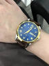 POEDAGAR瑞士正品男士手表奢華防水時(shí)尚韓版雙日歷夜光潮流手表男石英腕表 810間金殼藍面皮帶款 41mm 曬單實(shí)拍圖