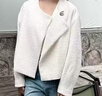 ELLE法式小香風(fēng)粗花呢短外套女2026春季新款不對稱(chēng)設計感獨特上衣 白色 M 曬單實(shí)拍圖