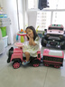 童初贊兒童電動(dòng)車(chē)小火車(chē)可坐人遙控男女小孩玩具四輪寶寶 粉色雙電雙驅+噴霧 曬單實(shí)拍圖