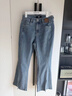 ONLY2026春季新款拼接斜線(xiàn)剪裁高腰顯瘦九分喇叭褲牛仔褲女|126149016 J34390洗水牛仔藍 XS XS標準褲長(cháng) 曬單實(shí)拍圖
