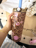 BLOOMMARK豹紋吸管保溫杯大容量女生高顏值杯子辦公室2026新款-焦糖甜棕 曬單實(shí)拍圖