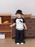 G.duck小黃鴨童裝女童夏裝短袖套裝2026新款兒童衣服女寶寶T恤防蚊褲 黑白色 90 建議80-90cm1歲半-2歲 曬單實(shí)拍圖