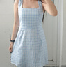 UR夏季新款女裝度假風(fēng)撞色格紋無(wú)袖連衣裙UYY750059 天藍格子 M 曬單實(shí)拍圖