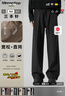 MMOPTOP復古垂感三本針西褲子男士春夏季寬松舒適直筒休閑褲YK22黑色L 曬單實(shí)拍圖