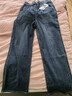 婭麗達松緊腰闊腿褲寬松大碼直筒牛仔褲女2024秋季新款黑色拖地褲 復古藍（B0） L 曬單實(shí)拍圖