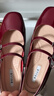 百麗（Belle）珍妮女孩法式優(yōu)雅牛皮瑪麗珍鞋女26春新商場(chǎng)質(zhì)感單鞋BFK02AQ6預售 酒紅色 38 曬單實(shí)拍圖