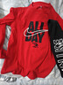 NIKE3BRAND 耐克童裝男女童紅色拜年服套裝兒童純棉長(cháng)T+長(cháng)褲2件套 曬單實(shí)拍圖