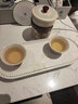 瓷牌茗茶具（cipaiming teaset）旅行茶具套裝戶(hù)外便攜式陶瓷快客杯一壺四杯辦公室功夫茶壺泡茶 白古茗1壺4杯+罐盤(pán)+棕皮包+巾夾 曬單實(shí)拍圖
