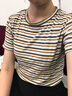 短款條紋t恤女短袖新款學(xué)生潮上衣修身女士高腰緊身體恤春夏秋 黃色  均碼 曬單實拍圖