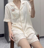 莫代爾 【2套】睡衣情侶裝冰絲一男一女夏季套裝夫妻兩件男士短袖居家服 短袖短褲G6005小熊刺繡白色 M 女送 男 L 曬單實(shí)拍圖