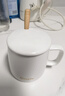 CLITON陶瓷馬克杯大容量帶勺蓋咖啡杯牛奶杯早餐杯辦公杯茶杯白色350ml 曬單實(shí)拍圖
